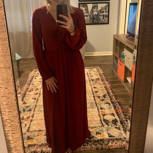 Dark Red Long-Sleeve Maxi